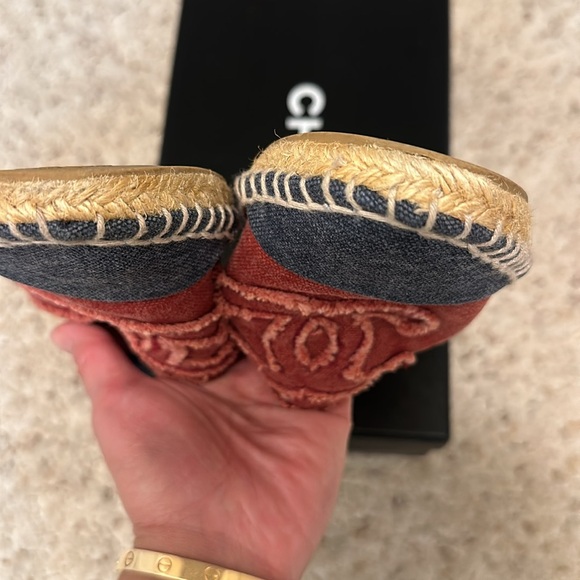 Authentic Chanel size 37 Red and blue denim espadrilles - Picture 7 of 8